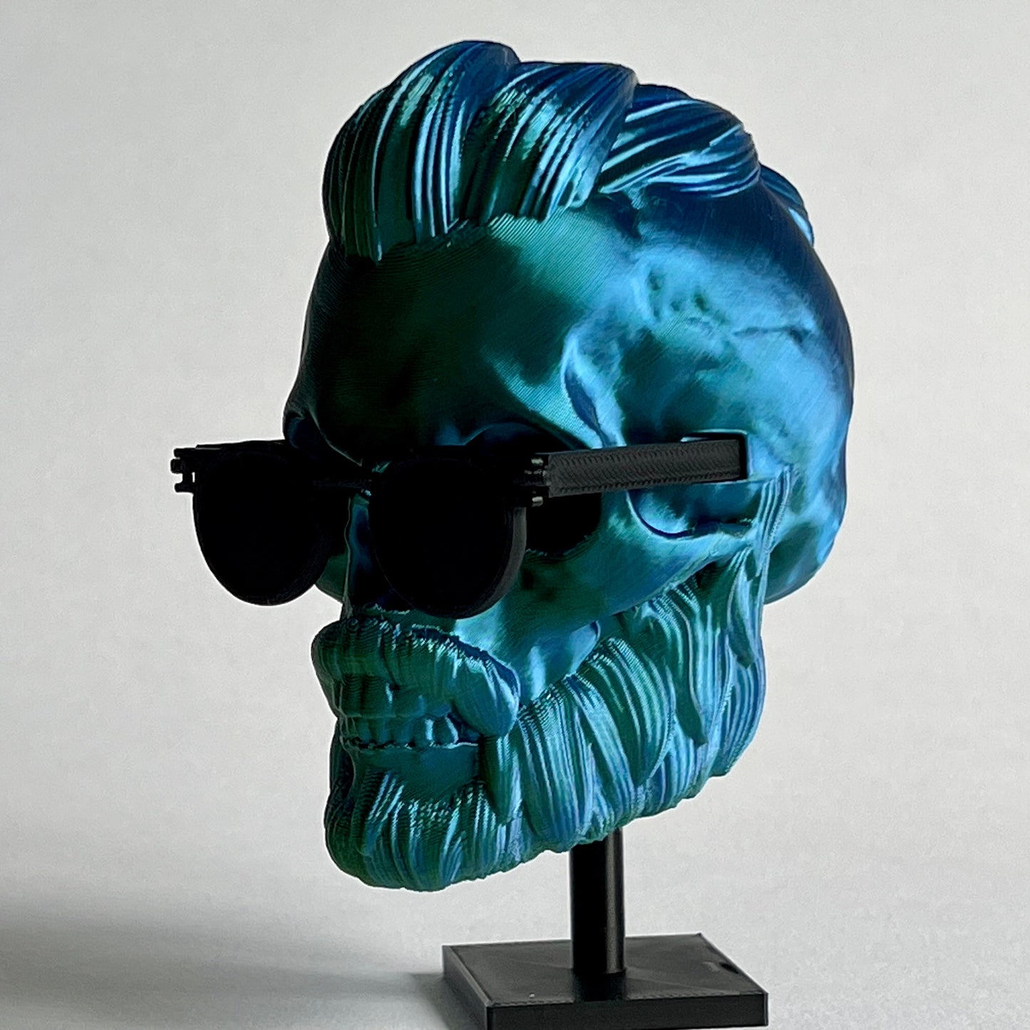 Punk Rocker with Sunglasses Bearded Skull | 3D Printed Home Decor - Large