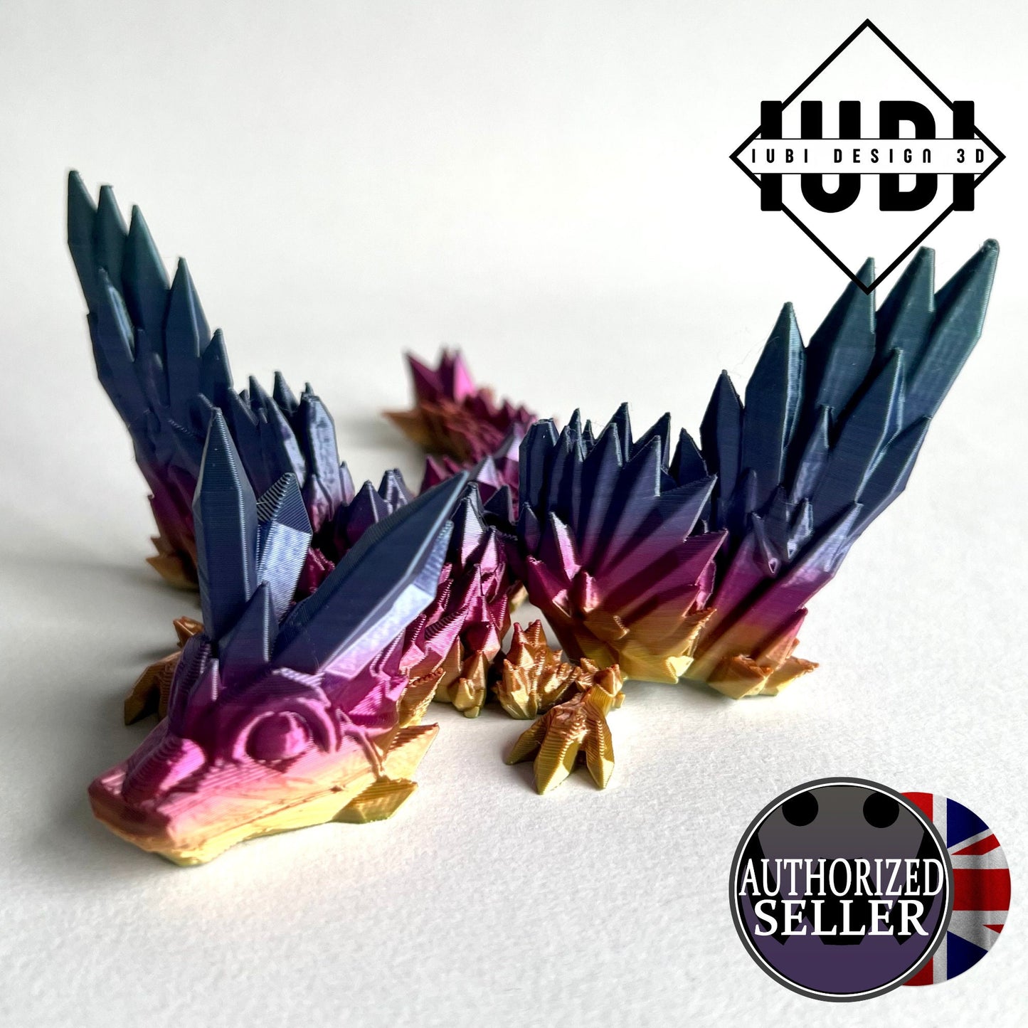 3D Printed Crystal Wing Dragon | Baby - 7 inches