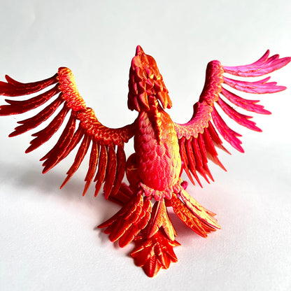 3D Printed Phoenix | Articulated Mythical Bird with Feathered Wings