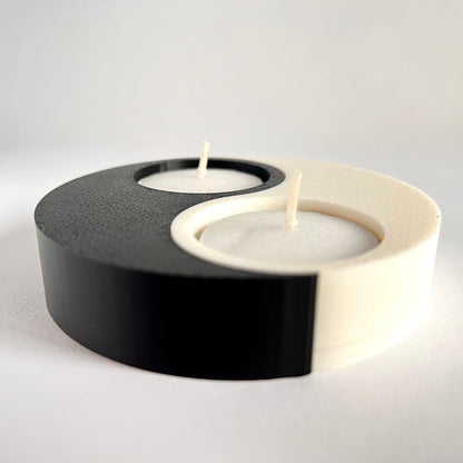 Compact Yin and Yang Tealight Holder - Modern 3D Printed Home Decor with Harmony Symbol - Eco-Friendly PLA Material