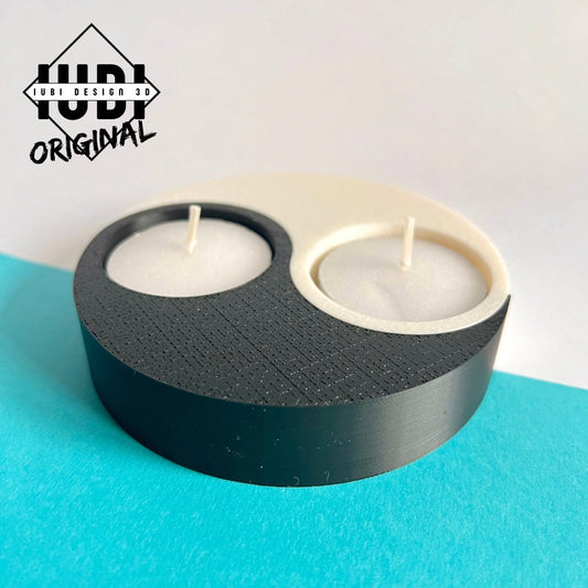 Compact Yin and Yang Tealight Holder - Modern 3D Printed Home Decor with Harmony Symbol - Eco-Friendly PLA Material