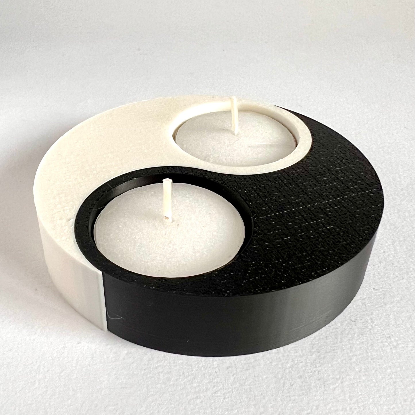 Compact Yin and Yang Tealight Holder - Modern 3D Printed Home Decor with Harmony Symbol - Eco-Friendly PLA Material