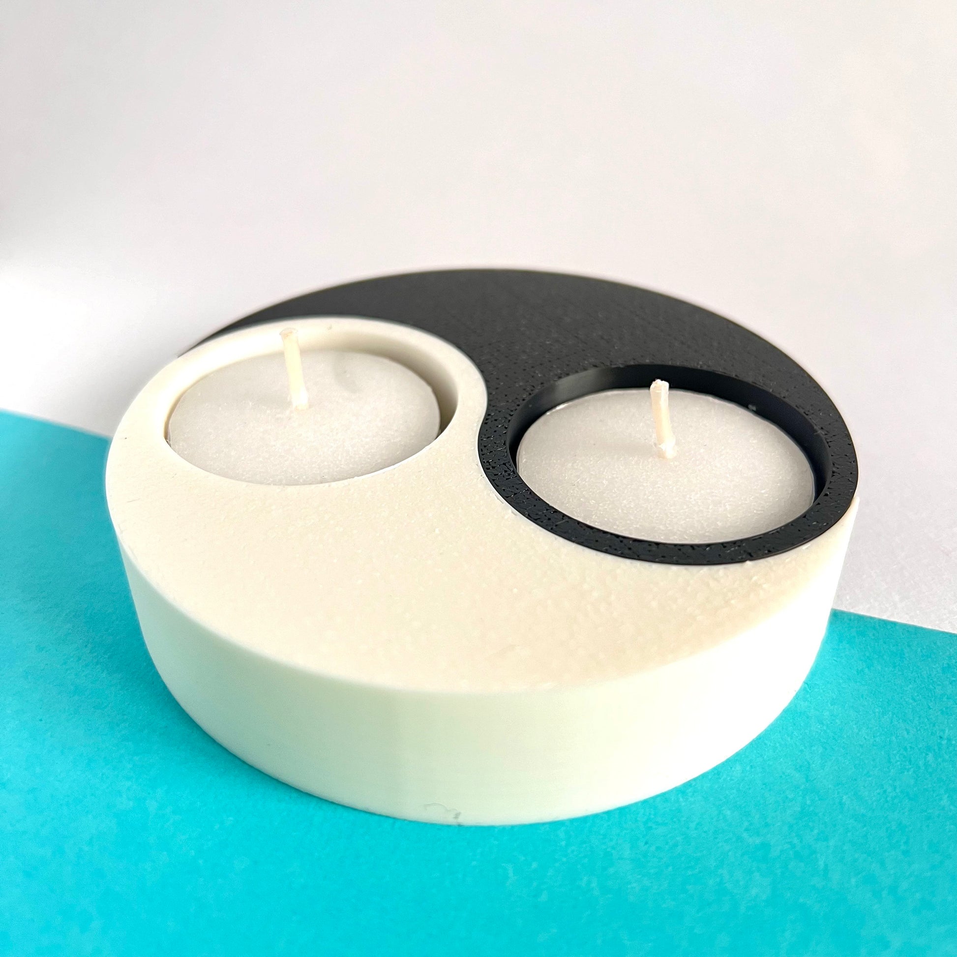 Compact Yin and Yang Tealight Holder - Modern 3D Printed Home Decor with Harmony Symbol - Eco-Friendly PLA Material